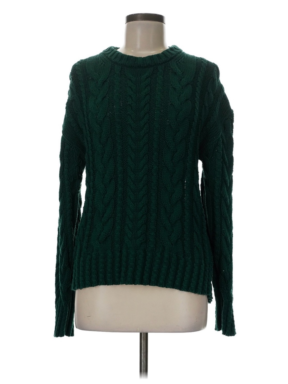 J. Crew Emerald Green Cable-Knit Crewneck Sweater